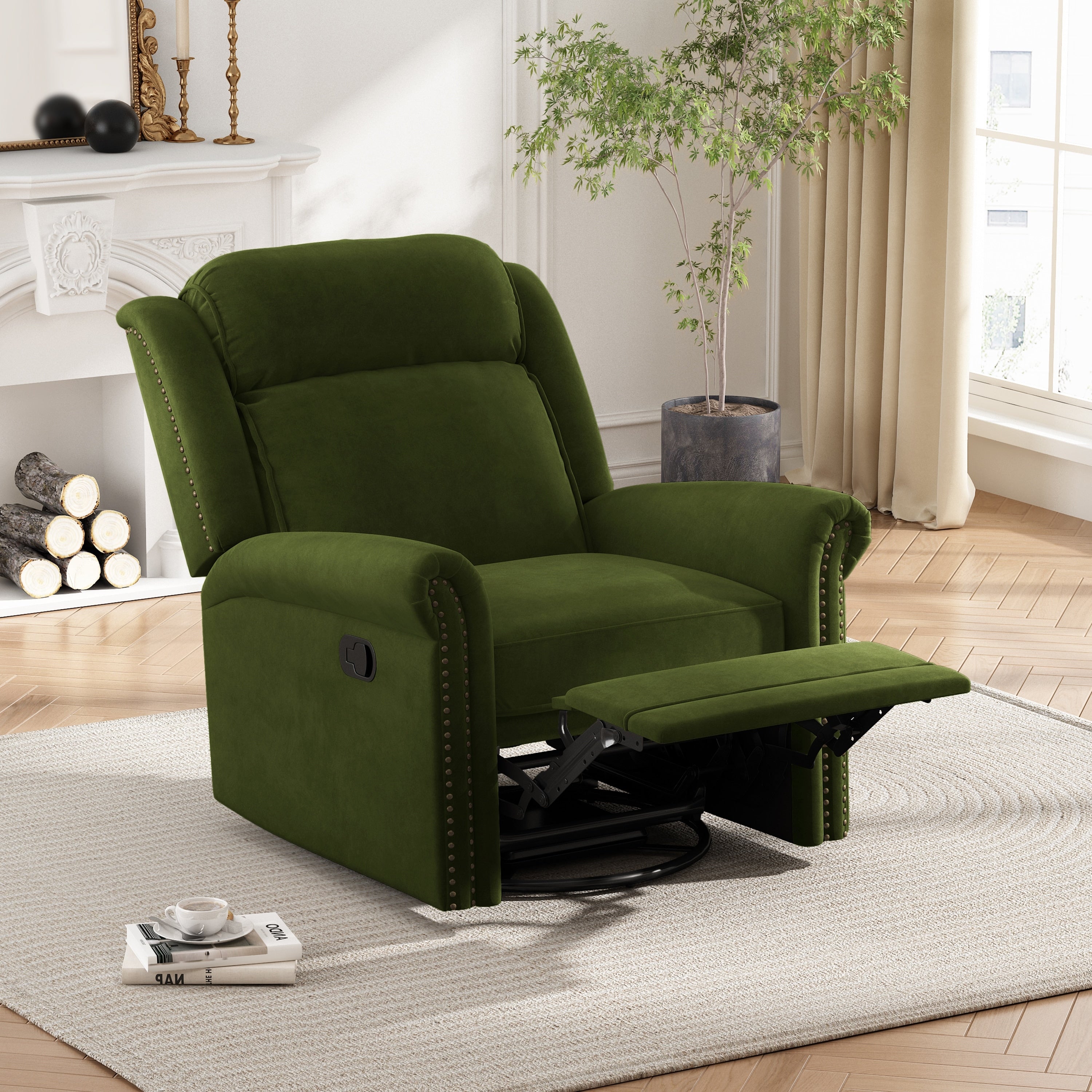 Fauteuil inclinable pivotant moderne en velours Marloo par Christopher Knight Home