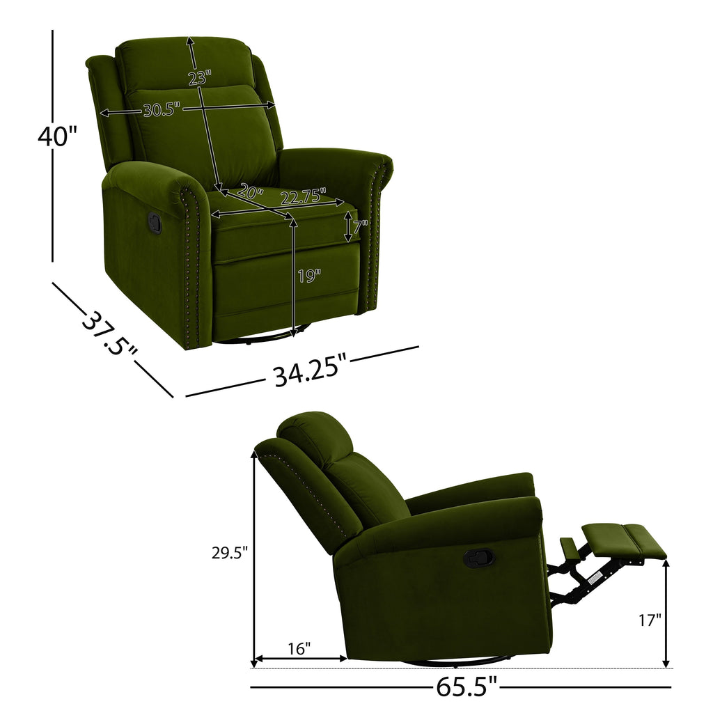 Fauteuil inclinable pivotant moderne en velours Marloo par Christopher Knight Home