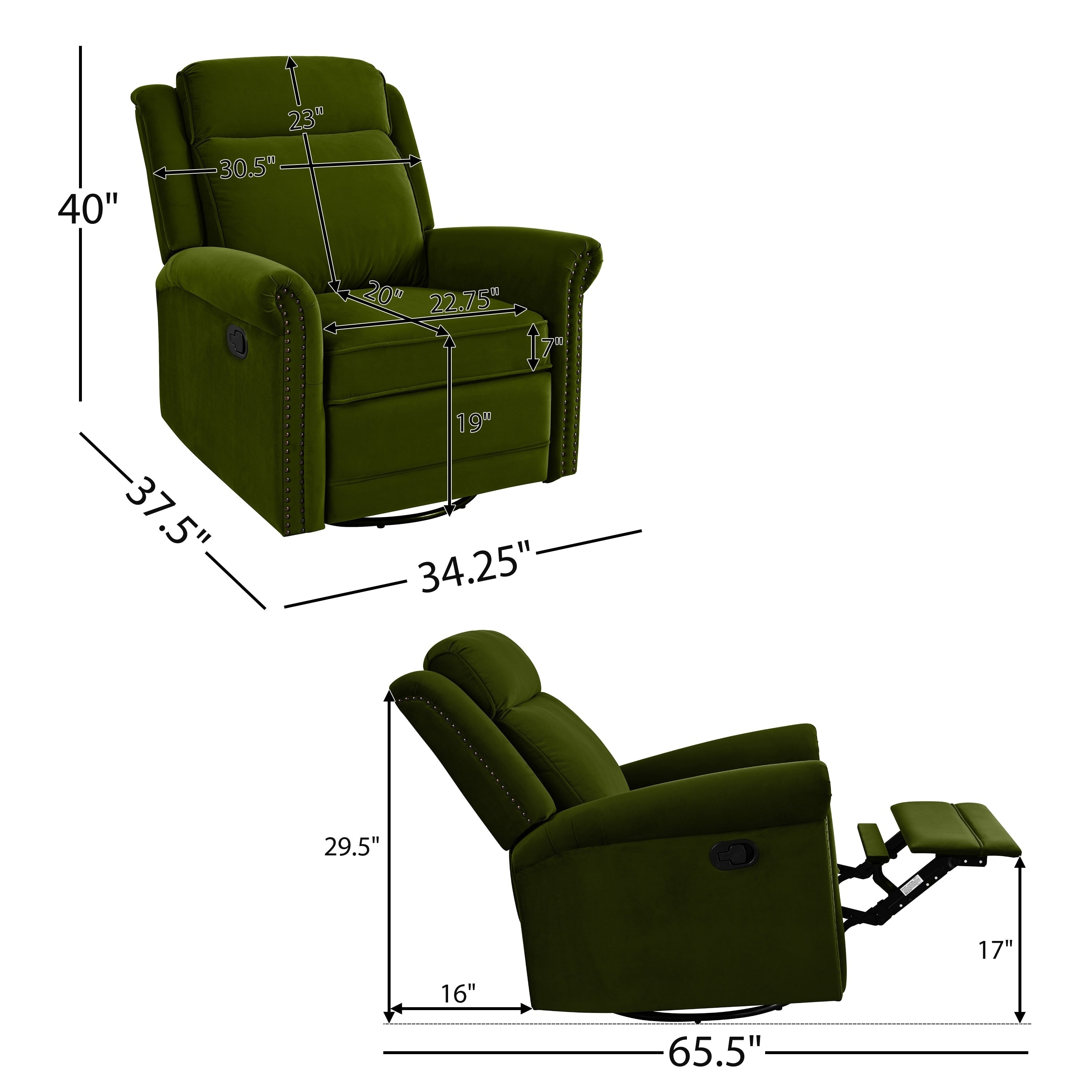 Fauteuil inclinable pivotant moderne en velours Marloo par Christopher Knight Home