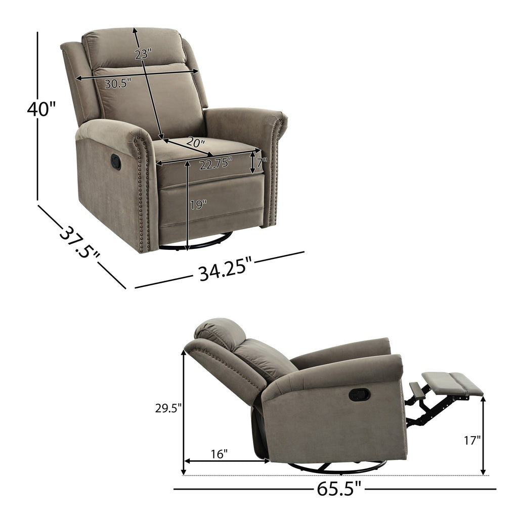 Fauteuil inclinable pivotant moderne en velours Marloo par Christopher Knight Home