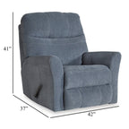 Fauteuil inclinable manuel Marlow, mouvement de bascule, tissu polyester bleu atténué