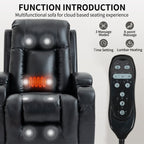 Fauteuil inclinable massant, chauffant et relevable, port USB, deux porte-gobelets