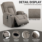 Fauteuil inclinable massant, chauffant et relevable, port USB, deux porte-gobelets