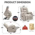 Fauteuil inclinable massant, chauffant et relevable, 2 porte-gobelets, USB, Type C, télécommande