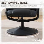 Fauteuil inclinable massant, pivotant à 360° en cuir PU avec base enveloppée, siège chauffant et dossier réglable à 140°