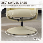 Fauteuil inclinable massant, pivotant à 360° en cuir PU avec base enveloppée, siège chauffant et dossier réglable à 140°
