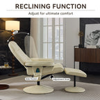Fauteuil inclinable massant, pivotant à 360° en cuir PU avec base enveloppée, siège chauffant et dossier réglable à 140°