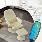 Fauteuil inclinable massant, pivotant à 360° en cuir PU avec base enveloppée, siège chauffant et dossier réglable à 140°