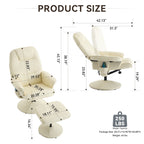 Fauteuil inclinable massant, pivotant à 360° en cuir PU avec base enveloppée, siège chauffant et dossier réglable à 140°