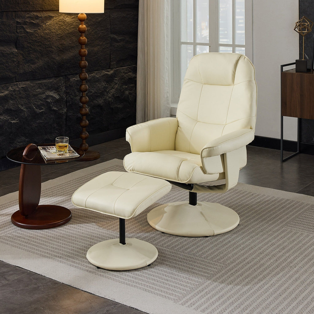 Fauteuil inclinable massant, pivotant à 360° en cuir PU avec base enveloppée, siège chauffant et dossier réglable à 140°
