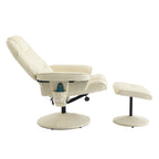 Fauteuil inclinable massant, pivotant à 360° en cuir PU avec base enveloppée, siège chauffant et dossier réglable à 140°