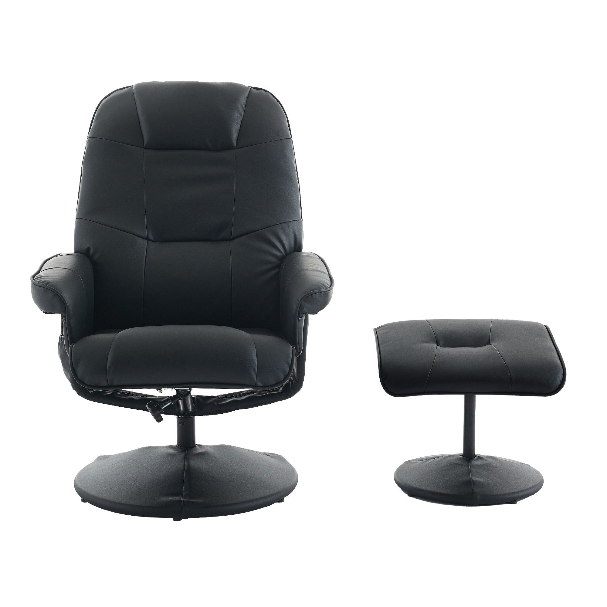 Fauteuil inclinable massant, pivotant à 360° en cuir PU avec base enveloppée, siège chauffant et dossier réglable à 140°