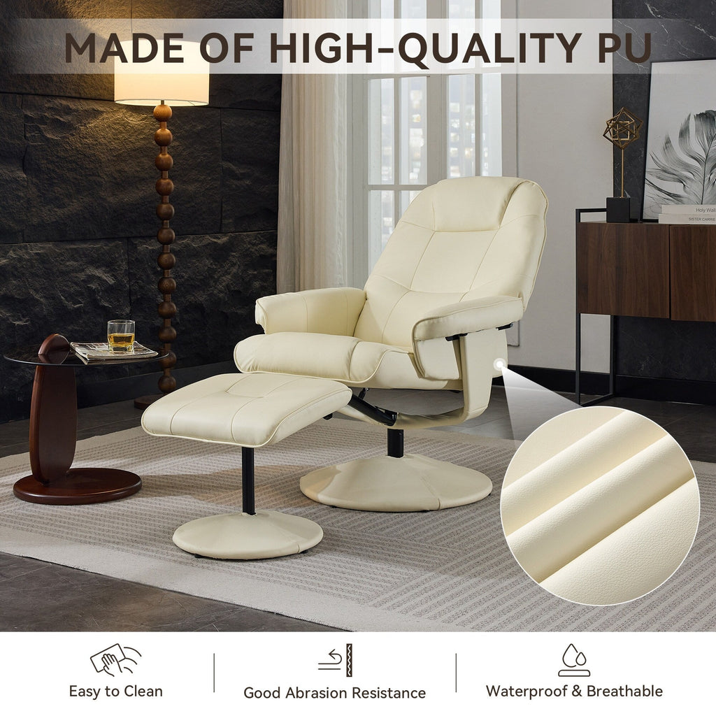 Fauteuil inclinable massant, pivotant à 360° en cuir PU avec base enveloppée, siège chauffant et dossier réglable à 140°