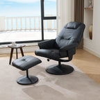Fauteuil inclinable massant, pivotant à 360° en cuir PU avec base enveloppée, siège chauffant et dossier réglable à 140°