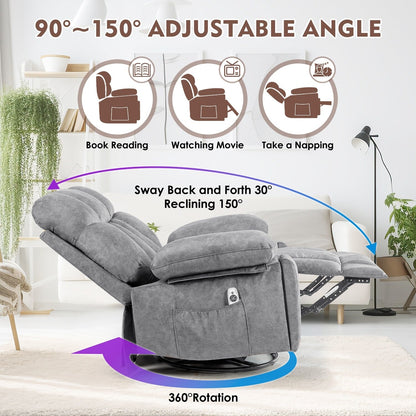 Fauteuil inclinable pivotant massant, avec massage vibrant et fonction chauffante, fauteuil de salon ergonomique avec fonction bascule
