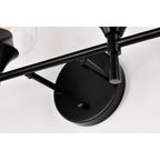 Applique de vanité moderne noir mat à 4 lumières avec abat-jour en verre transparent