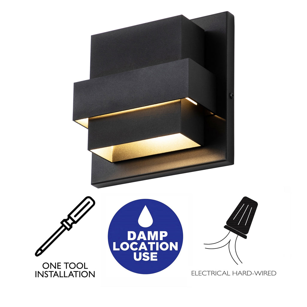Applique murale C Cattleya à 1 lumière, LED intégrée, aluminium noir mat – Noir mat