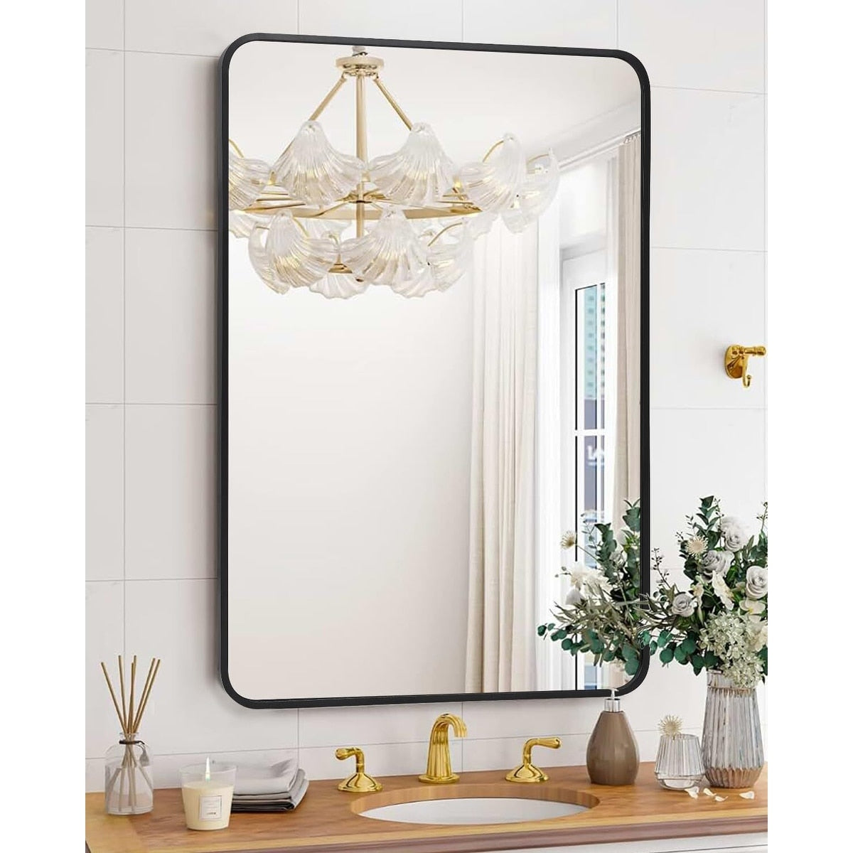 Miroir rond noir mat