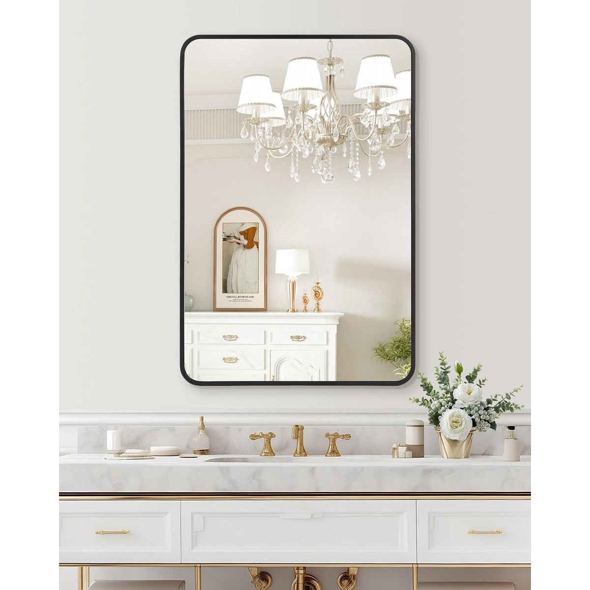 Miroir rond noir mat