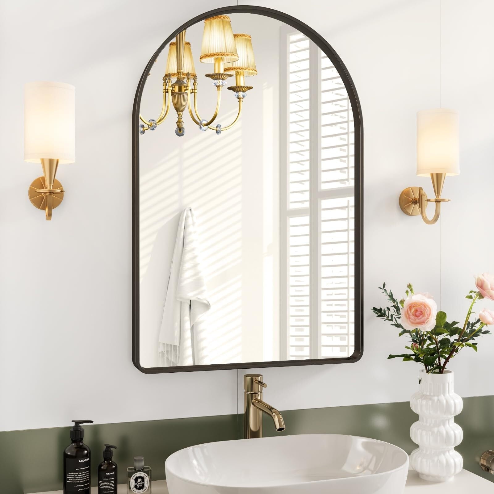 Miroir rond noir mat