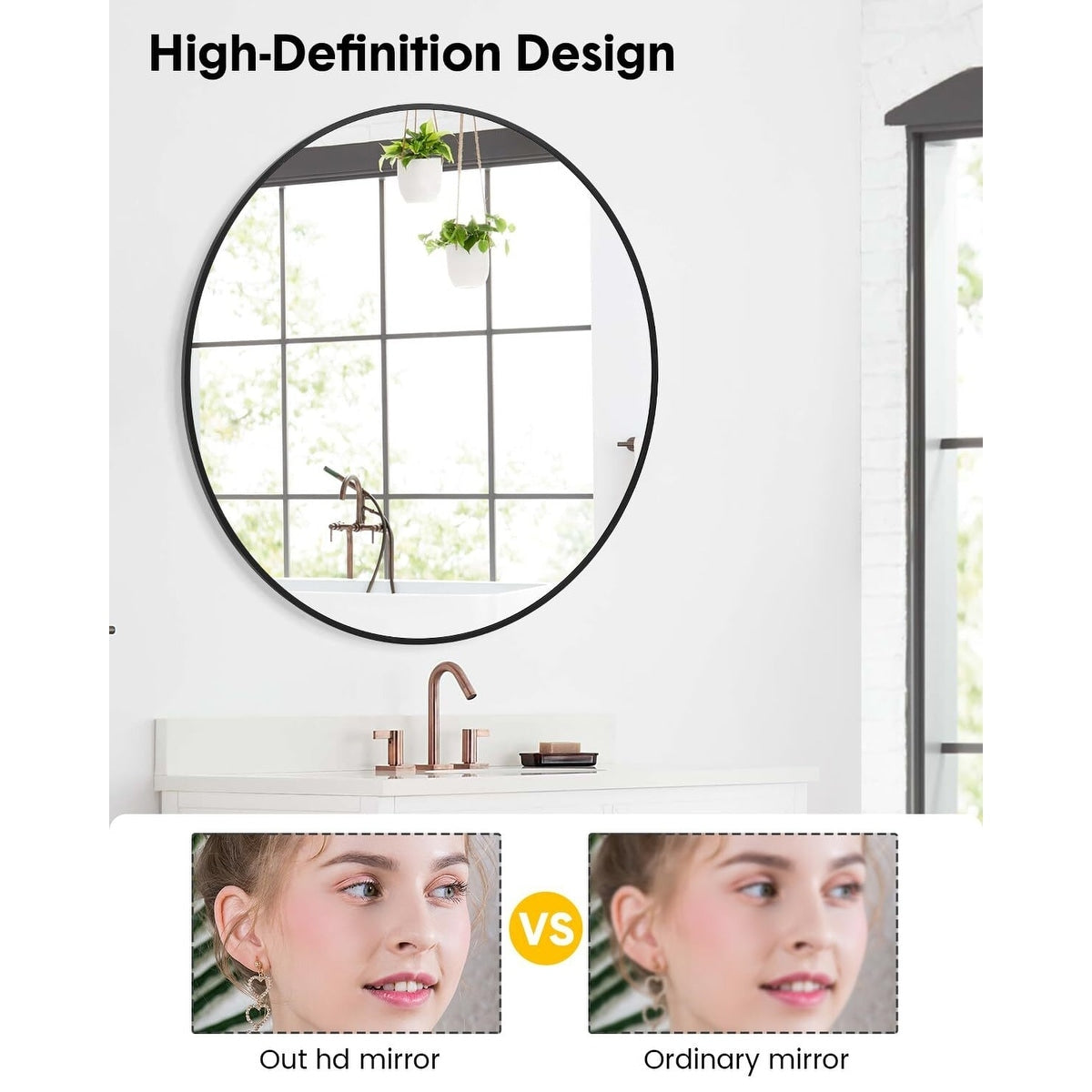 Miroir rond noir mat