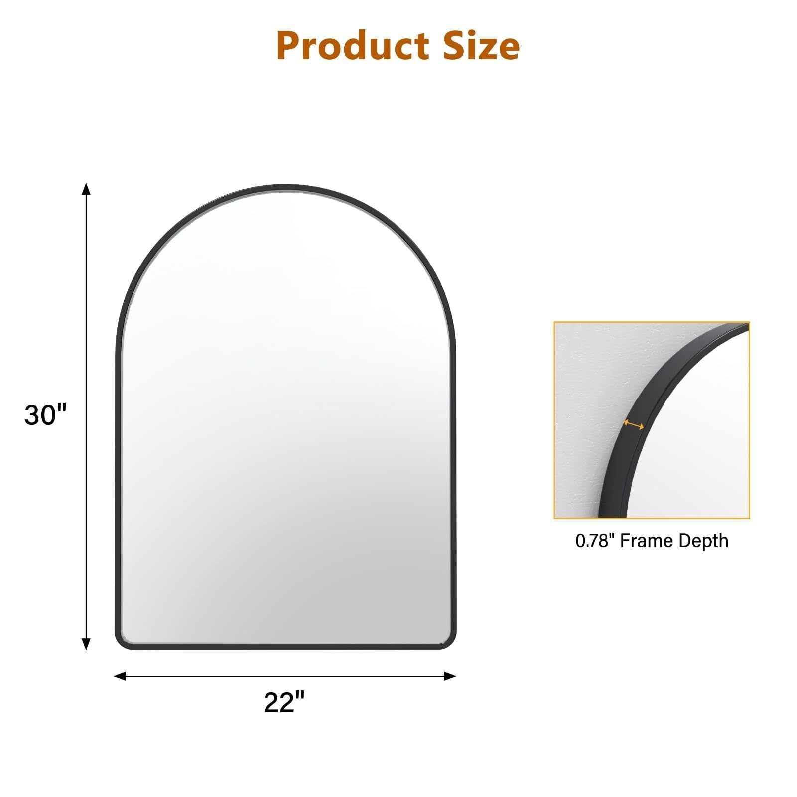 Miroir rond noir mat