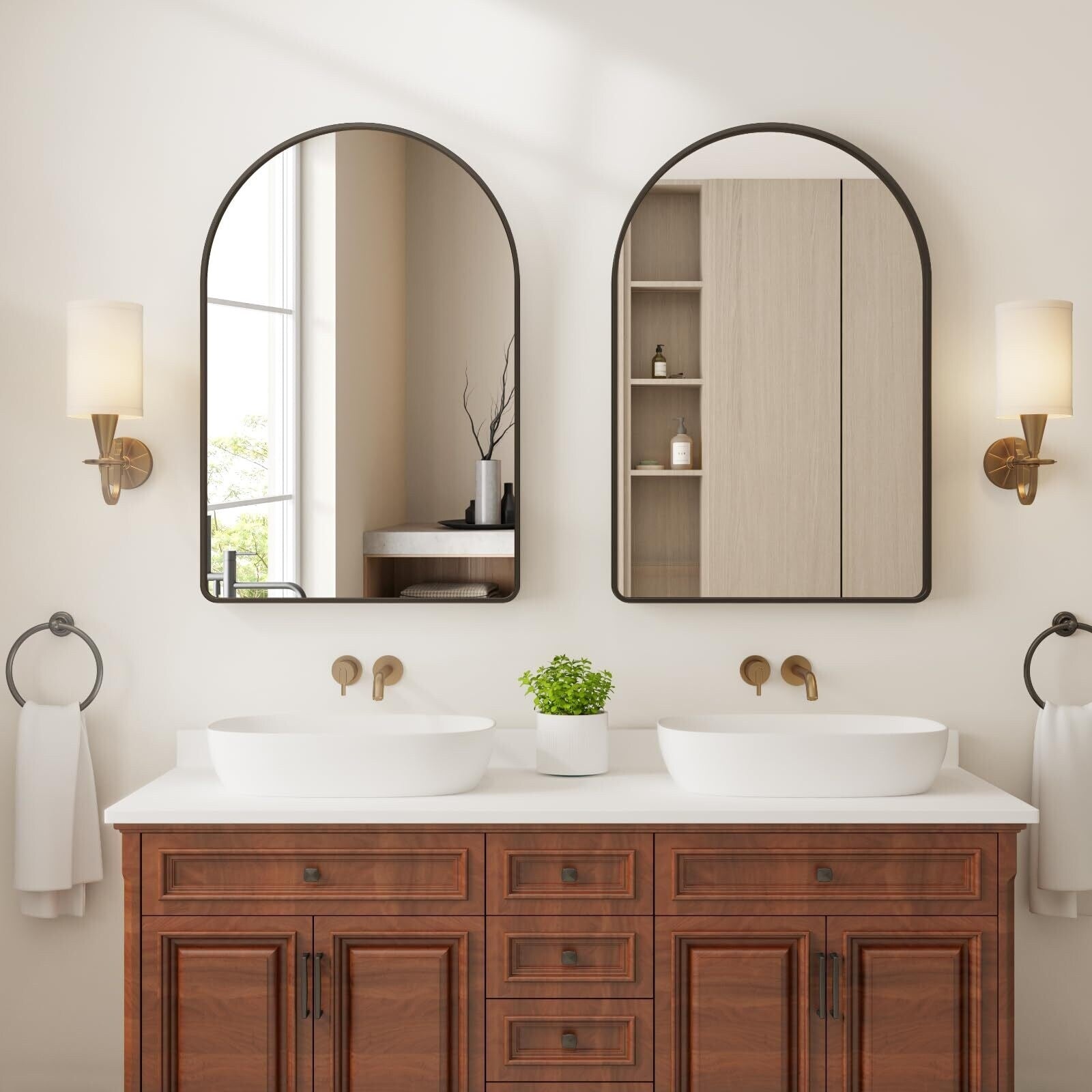 Miroir rond noir mat