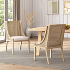 Chaises de salle à manger Maurers rembourrées en rotin et bois (lot de 2) par Christopher Knight Home