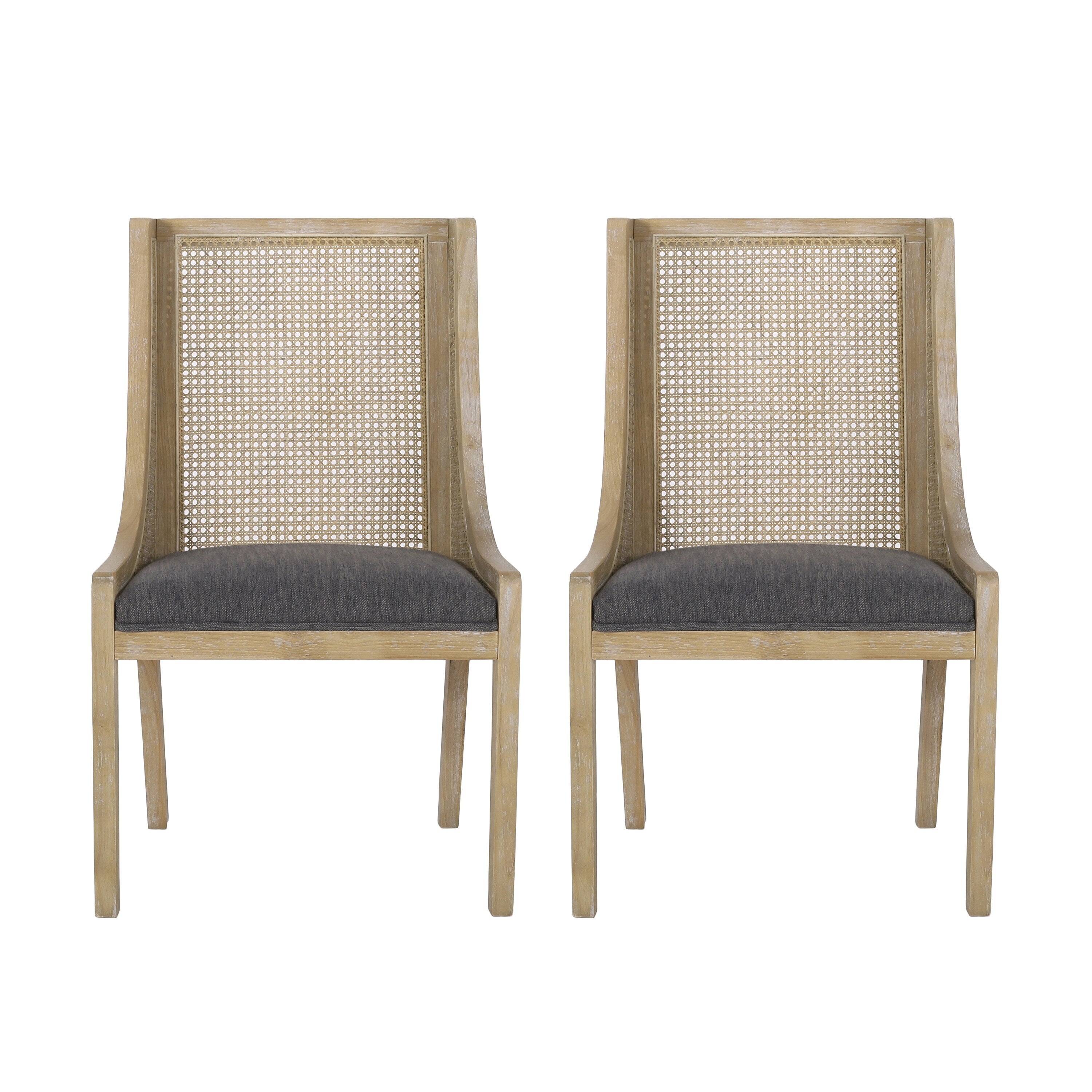 Chaises de salle à manger Maurers rembourrées en rotin et bois (lot de 2) par Christopher Knight Home
