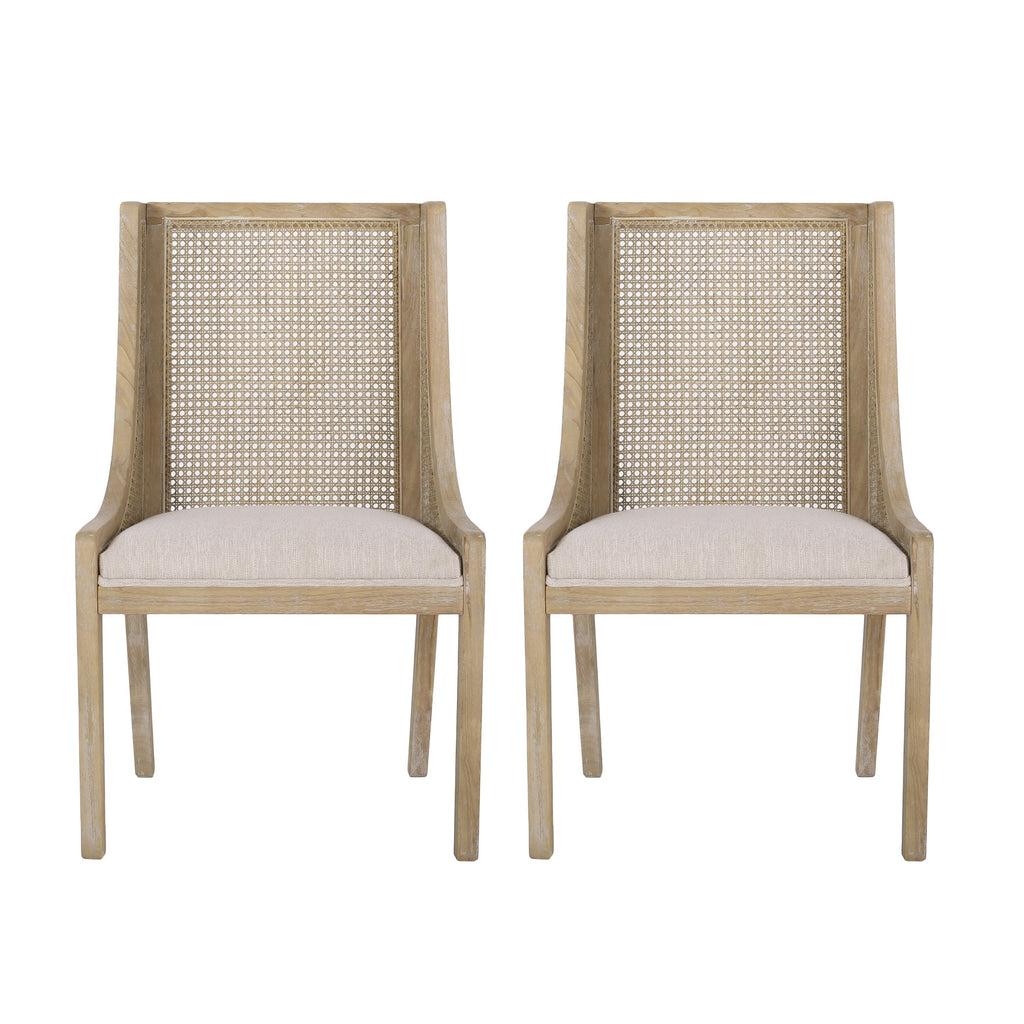 Chaises de salle à manger Maurers rembourrées en rotin et bois (lot de 2) par Christopher Knight Home