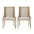 Chaises de salle à manger Maurers rembourrées en rotin et bois (lot de 2) par Christopher Knight Home