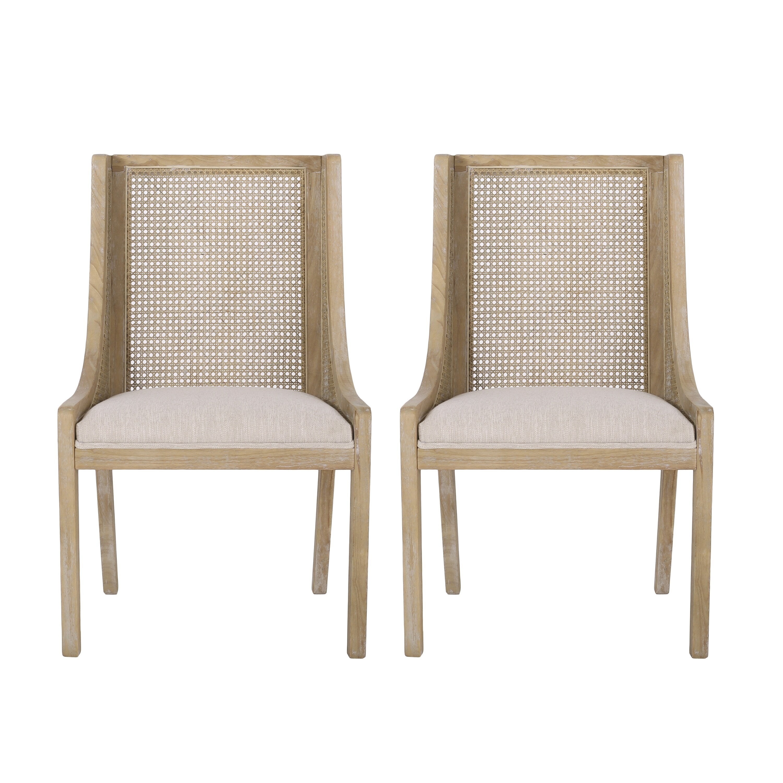Chaises de salle à manger Maurers rembourrées en rotin et bois (lot de 2) par Christopher Knight Home