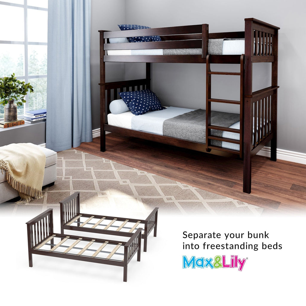 Max and Lily Twin over Twin Solid Wood Bunk Bed