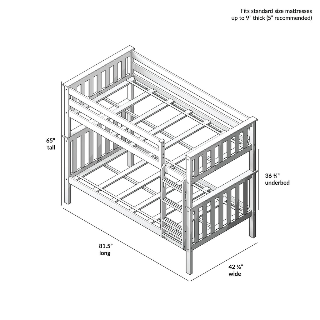 Max and Lily Twin over Twin Solid Wood Bunk Bed