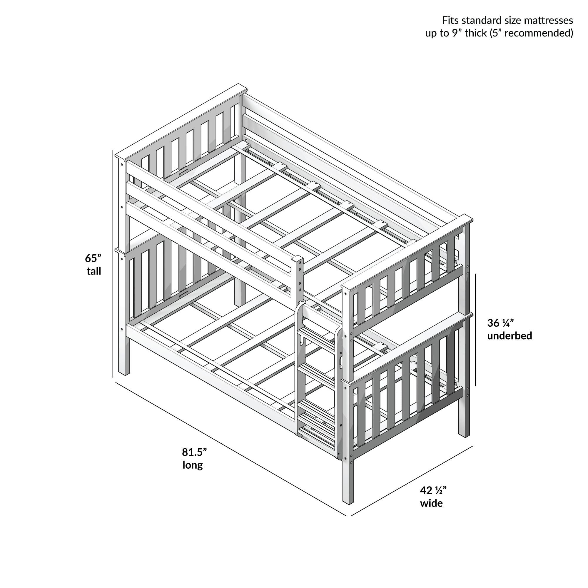 Max and Lily Twin over Twin Solid Wood Bunk Bed