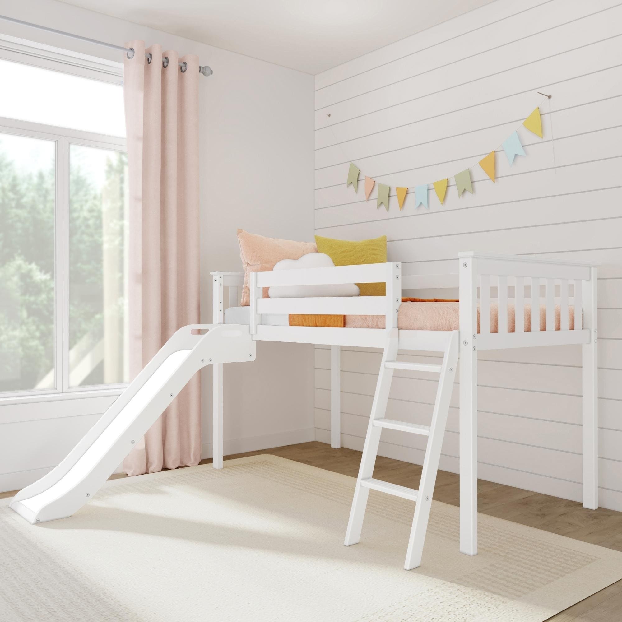 Max and Lily Classic Twin-Size Low Loft with Easy Slide