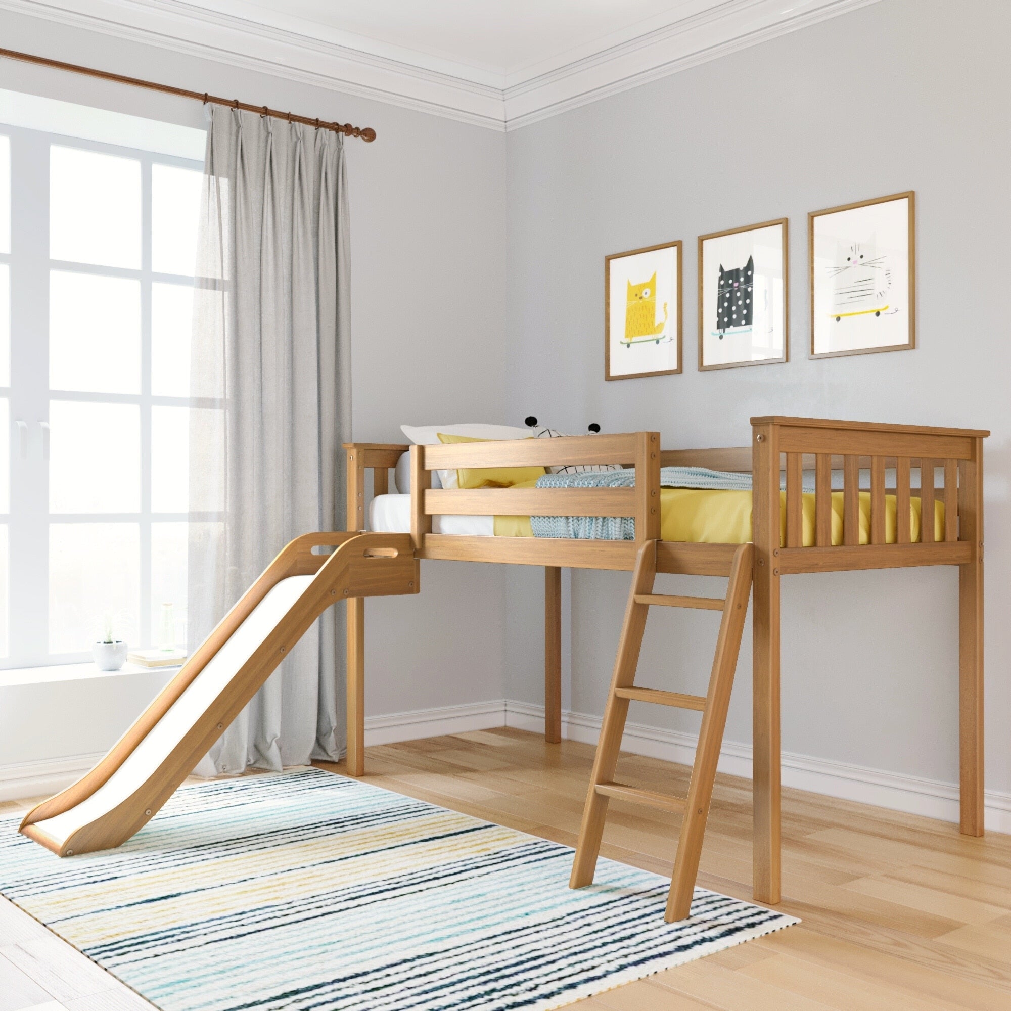 Max et Lily Classic Twin-Size Low Loft avec Easy Slide
