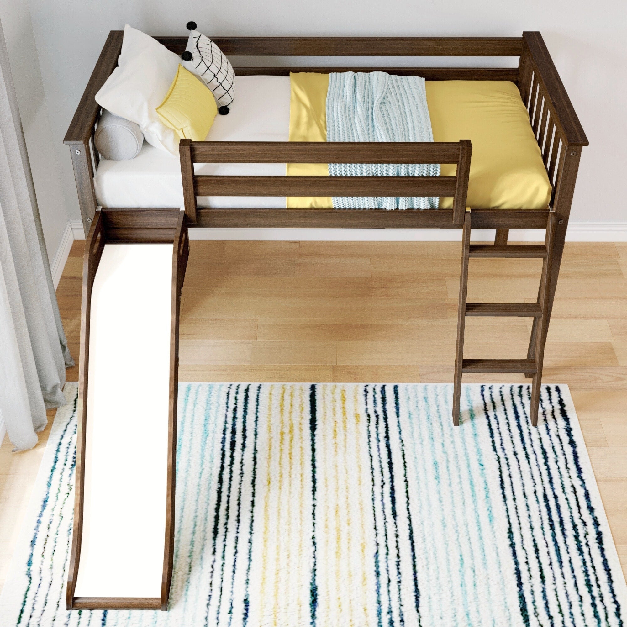 Max and Lily Classic Twin-Size Low Loft with Easy Slide