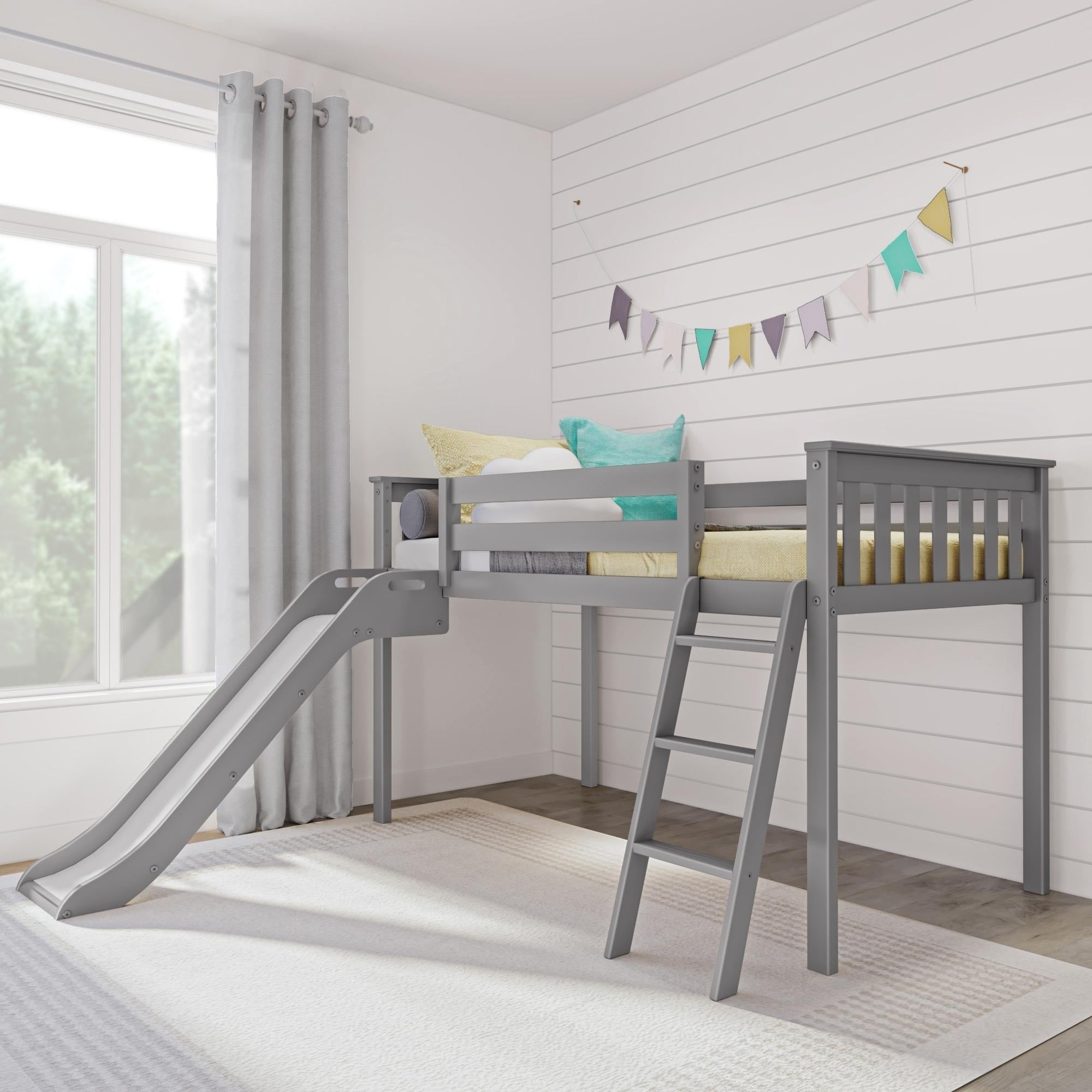 Max et Lily Classic Twin-Size Low Loft avec Easy Slide