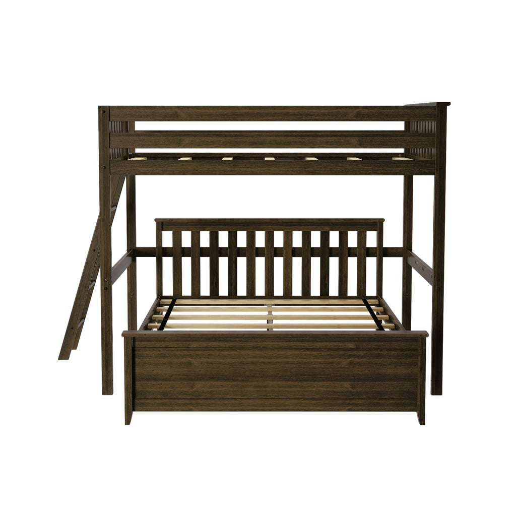 Max and Lily L-Shaped Full over Queen Bunk Bed with Ladder on End