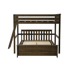 Max and Lily L-Shaped Full over Queen Bunk Bed with Ladder on End
