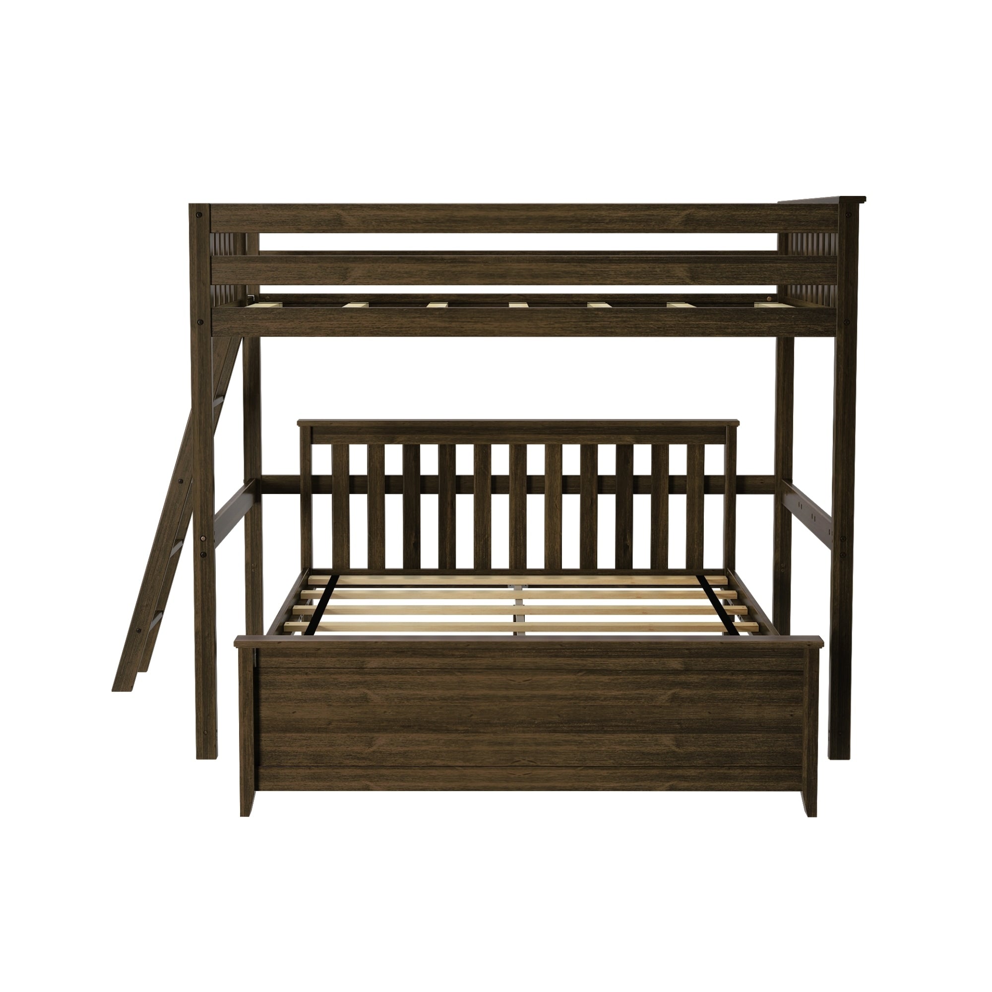 Max and Lily L-Shaped Full over Queen Bunk Bed with Ladder on End