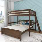 Max and Lily L-Shaped Full over Queen Bunk Bed with Ladder on End