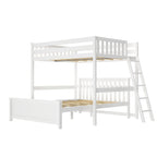 Max and Lily L-Shaped Full over Queen Bunk Bed with Ladder on End