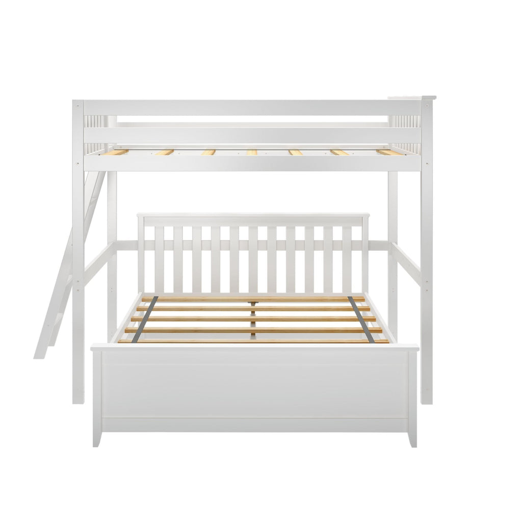 Max and Lily L-Shaped Full over Queen Bunk Bed with Ladder on End