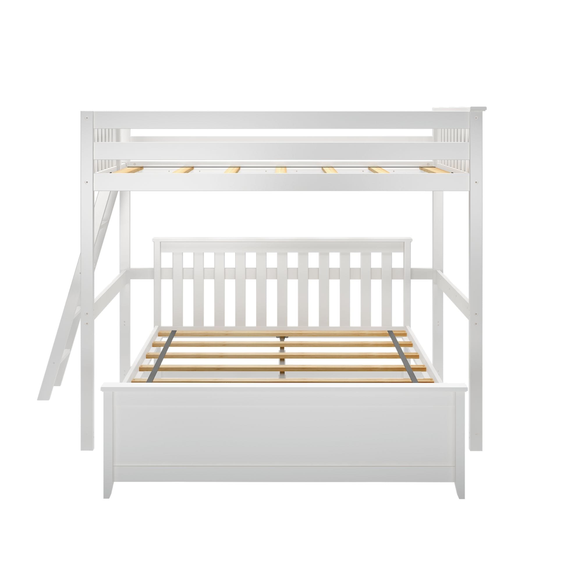 Max and Lily L-Shaped Full over Queen Bunk Bed with Ladder on End