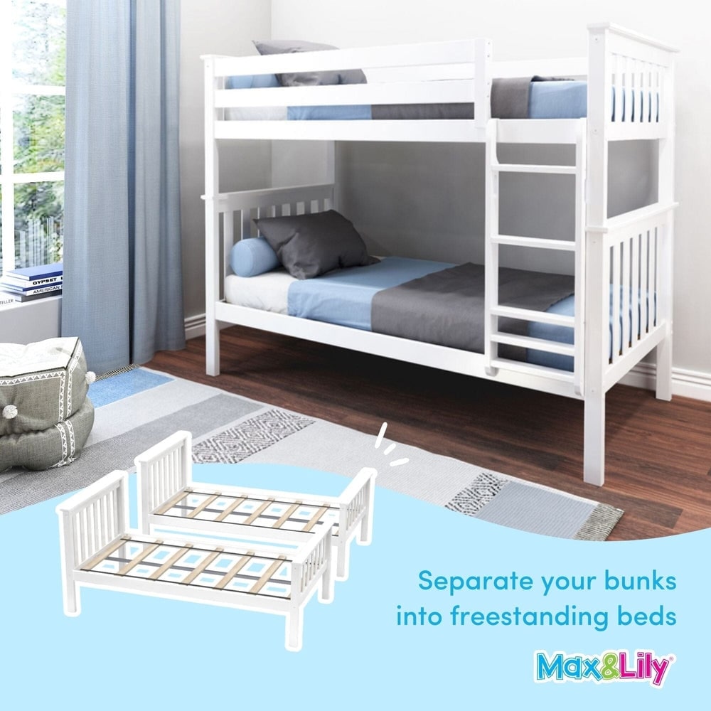 Max and Lily Twin over Twin Solid Wood Bunk Bed