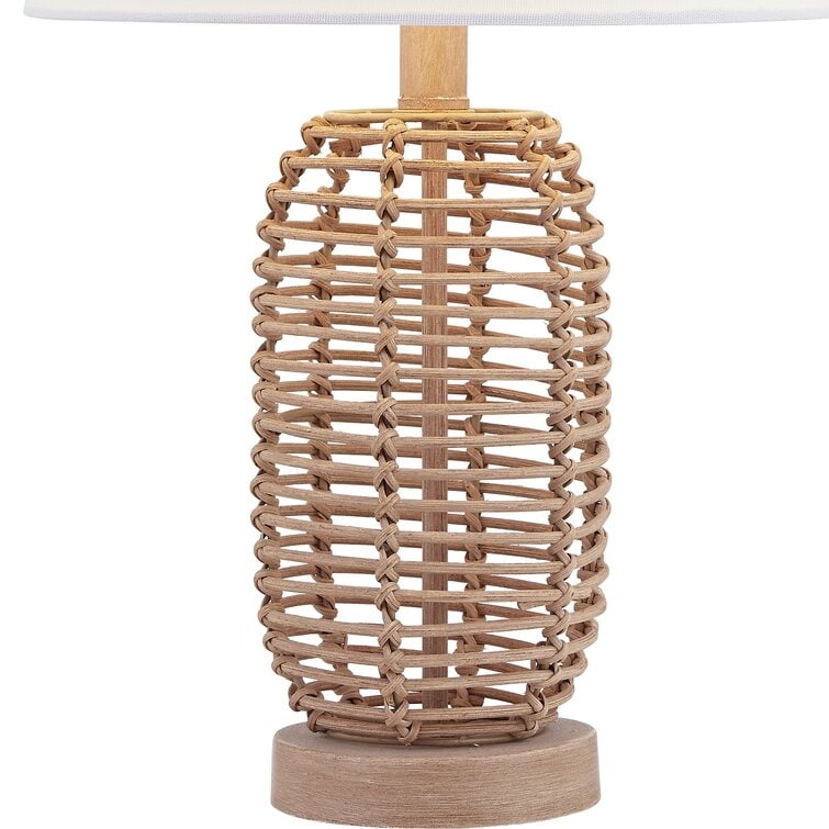 Lot de 2 lampes de chevet en rotin naturel (12 x 12 x 21 cm)