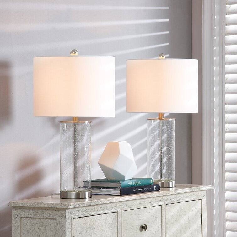 Lot de 2 lampes de table en verre transparent (23,75 €) - 13 x 13 x 23,75 €
