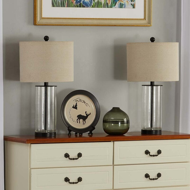 Lot de 2 lampes de table en verre transparent (23,75 €) - 13 x 13 x 23,75 €